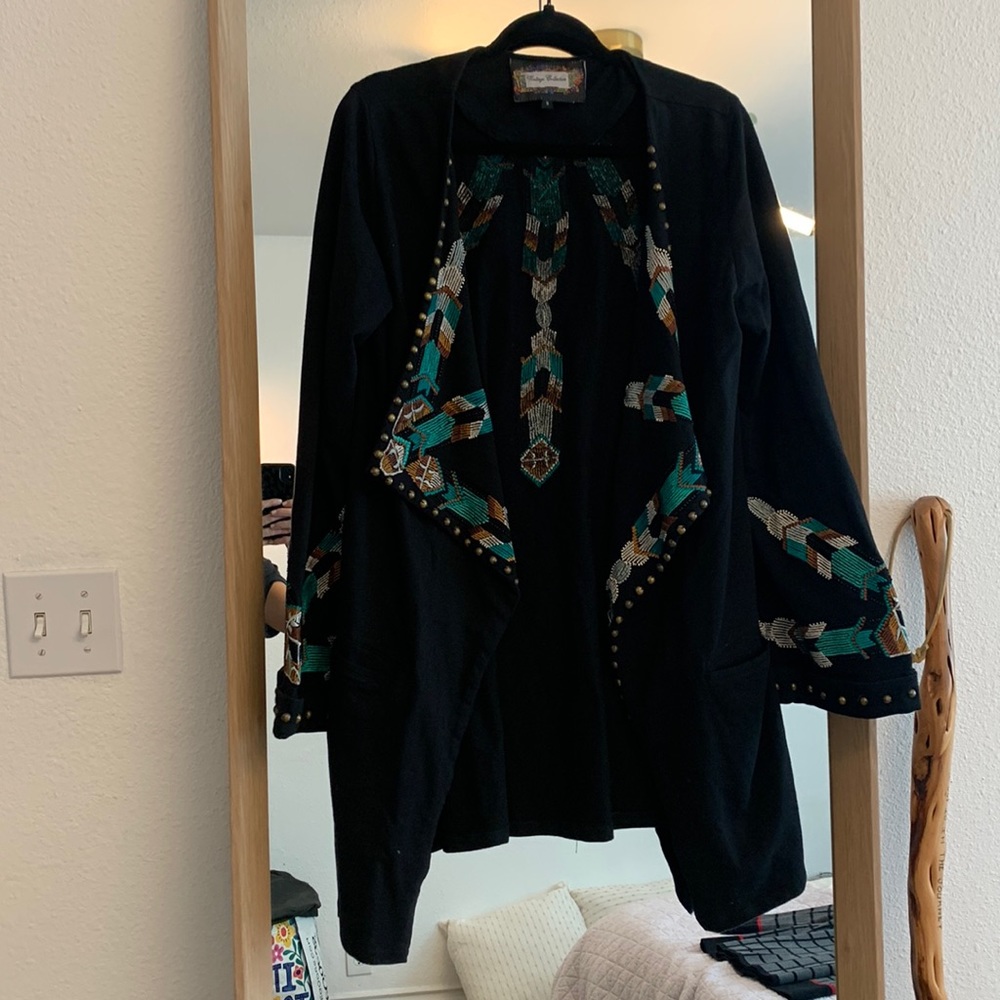 Vintage collection embroidered studded jacket